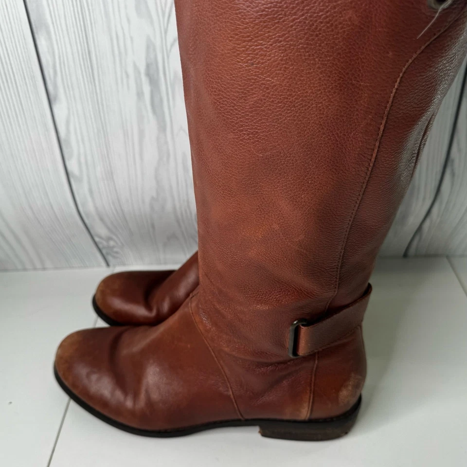 Ciao Bella Brown Pebble Leather Tall Buckle Riding Boots Size 8.5 - Image 3 of 4