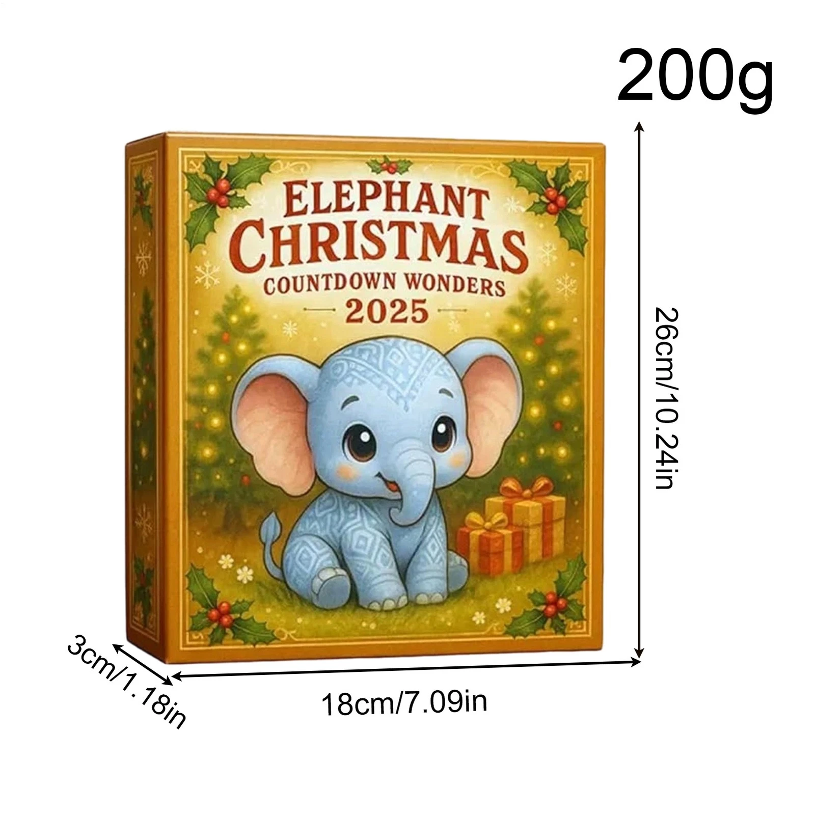 Elephant Advent Calendar Christmas Countdown Calendar 2D Acrylic Ornament