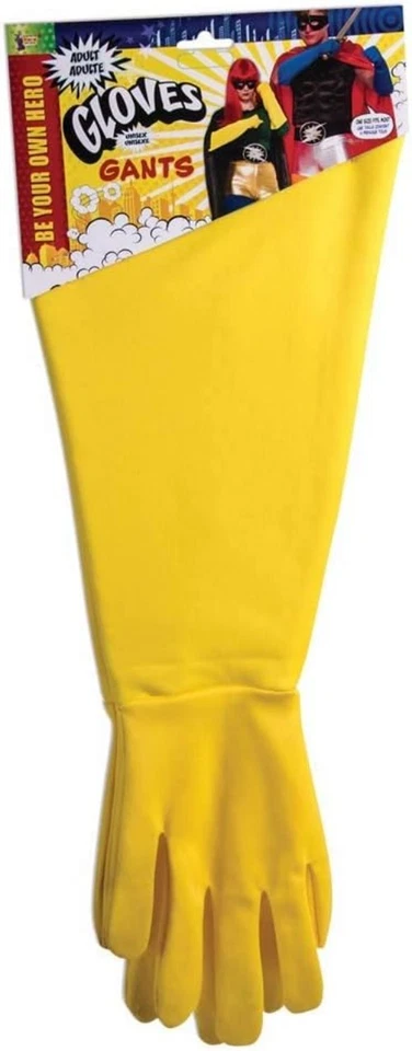 Guanteletes de superhéroes amarillos vibrantes para adultos - ideales para disfraces y Halloween Foto 3 de 3