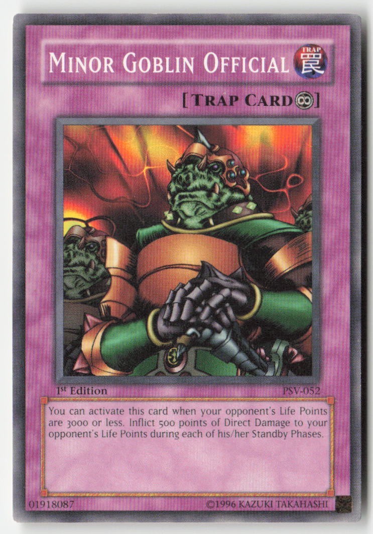 Minor Goblin Official PSV-052 YuGiOh Pharaoh's Servant trading card — raw and PSA graded price guide