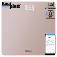 Personenwaage Digital 0,05Kg PräZision 182Kg LED App Synchronisierung RoséGold