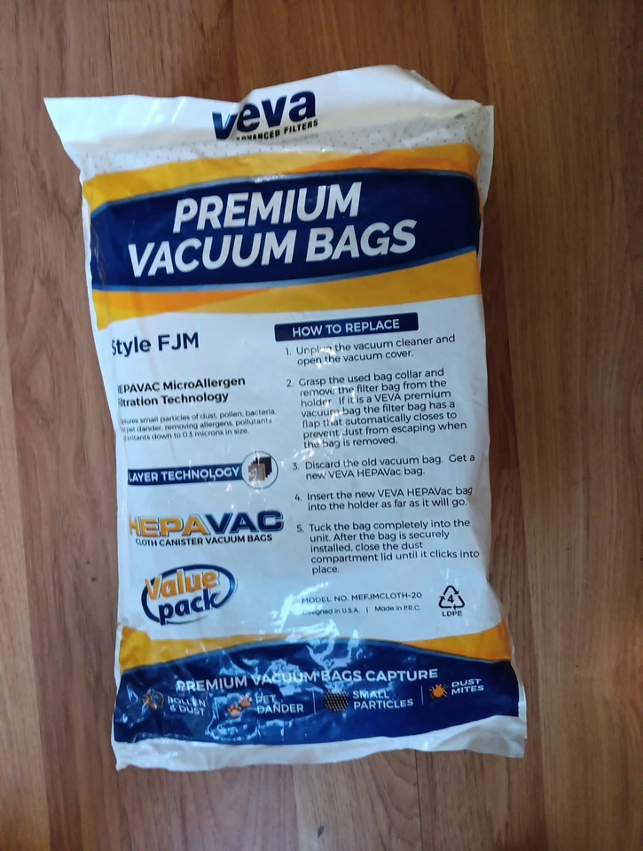 15 VEVA Premium HEPAVAC Vacuum Cleaner Bags Type FJM Style Vacuums 3 Packs of 5 - Image 2 of 4