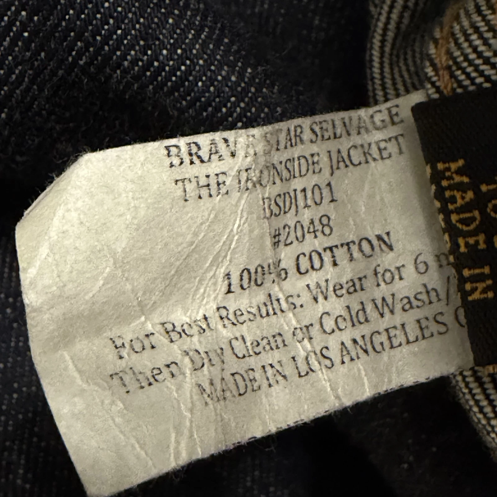Brave Star Selvage Jacket Mens Large Blue Denim Ironside Selvedge USA Workwear image 11