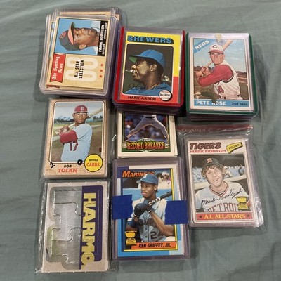 VINTAGE BASEBALL CARD COLLECTION WITH STARS 100 PLUS CARDS PETE ROSE, AARON 