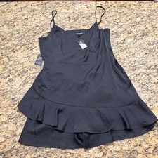 NEW Express Black Ruffled Skort Dress V-Neck Spaghetti Strap Mini Size L ws