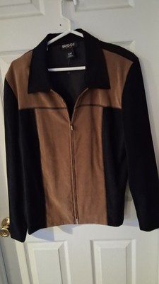 Vintage Womens Briggs New York Suede 2 Tone Brown/Black Zip Up Spring Jacket 16W