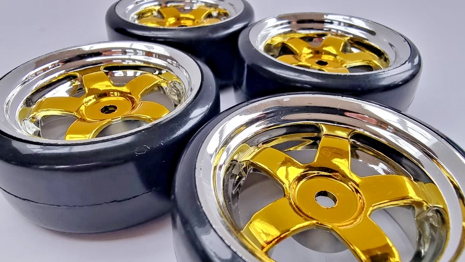 1/10 12mm 62mm Drive Gold Silver Hex RC Car Wheel Tyre Rim Set For Rally RC Car - Image 4 of 4