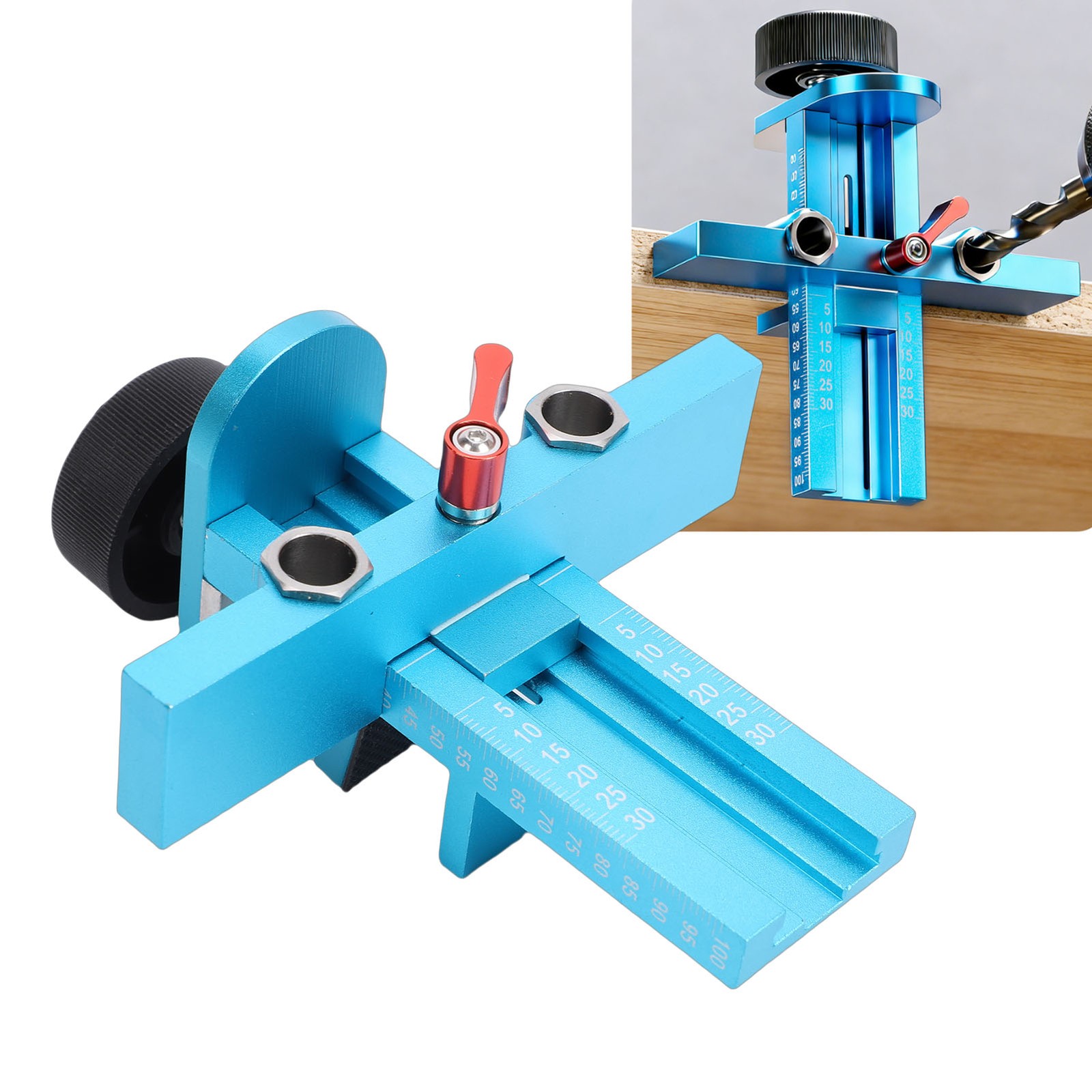 Cabinet Hardware Jig Mounting Tool 0-30mm Adjustable Aluminium Alloy Positioner