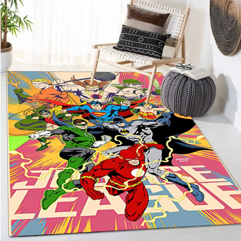 Superhero Print Rug, Decor Room Rug Best Gift US Decor