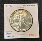 1988 1-oz AMERICAN SILVER EAGLE - - gold TONE