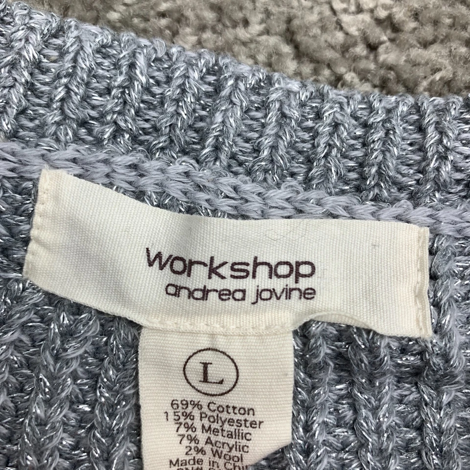 Workshop Andrea Jovine серебро отлива коренастый вязаный свитер женщин L локоть нашивка - Изображение 2 из 4