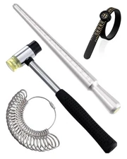 Meowoo 4pc Ring Sizer Set Conical Solid Mandrel w/ Magnifier Jewelry Repair Tool