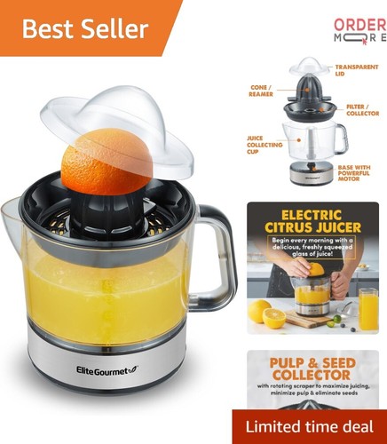 Electric Citrus Juicer BPA-Free Compact 24oz Pulp Control for Oranges Lemons