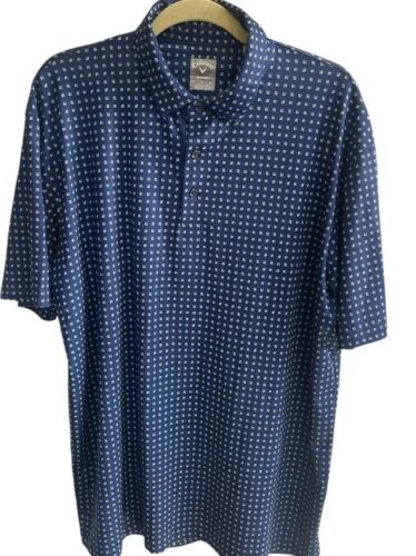 Herren Golfshirt CallaWay Polo Blau Großes Muster Opti Dry Sport Kurzarm - Bild 2 von 7