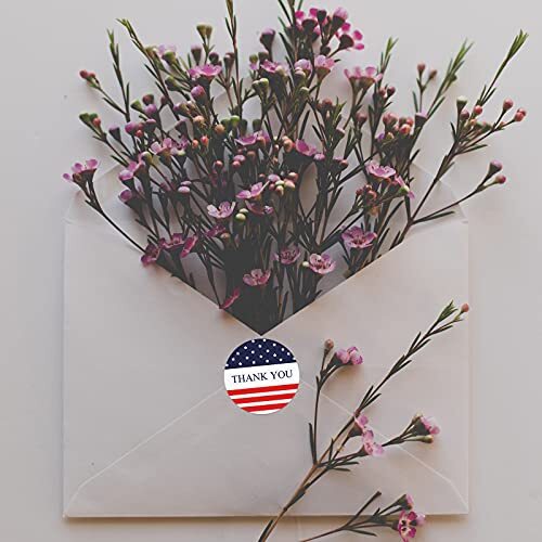 Thank You Round Stickers 1" 4th of July Red White Blue Patriotic Labels Roll - Picture 6 of 6
