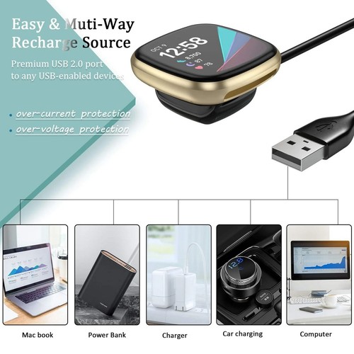 Watch Charger USB Charging Cable Compatible For Fitbit Versa 4 3 Sense 2 Inspire - Picture 5 of 13