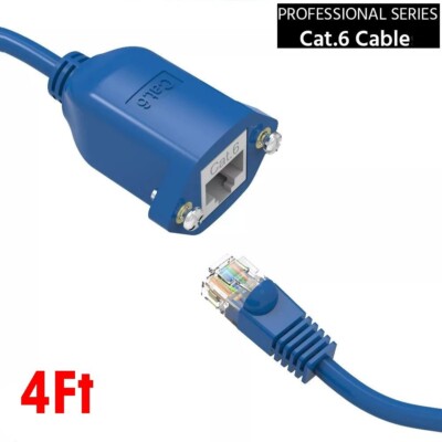 4Ft CAT6 RJ45 Male to Female Network Ethernet LAN Panel Mount Extension Cable
