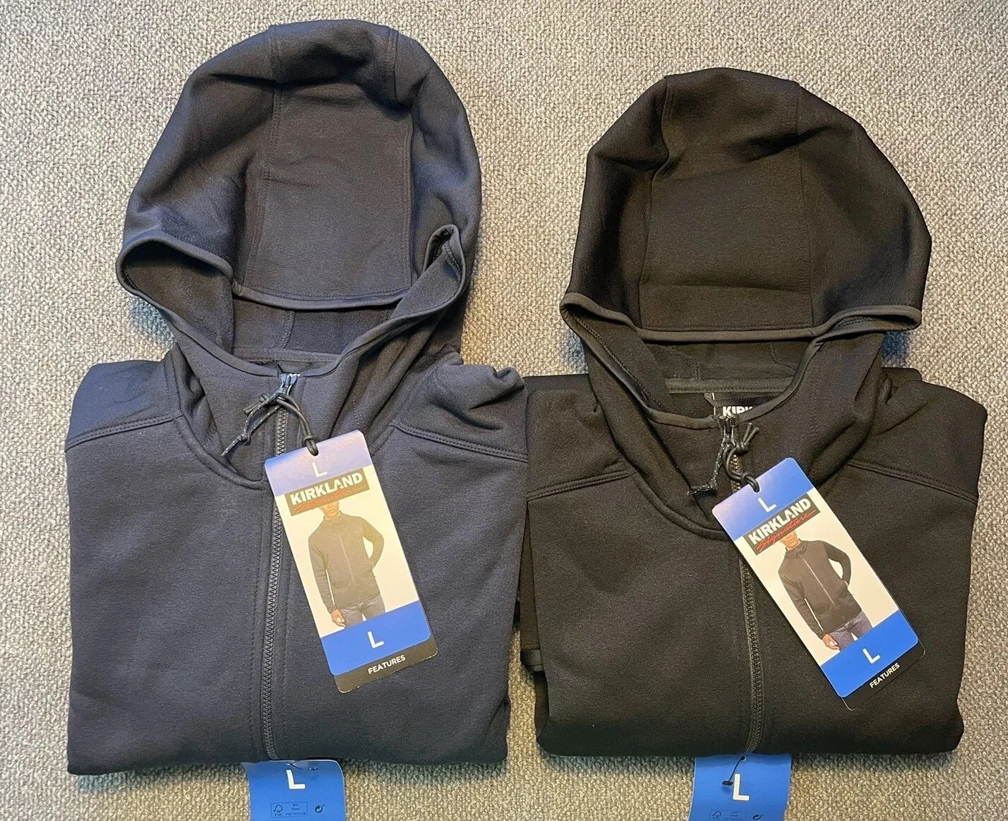 Kirkland Signature Men's Hooded Fleece Jacket Black or Blue