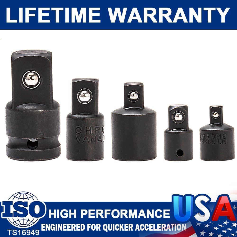 Impact Drill Adapter 5-Piece Impact Wrench Socket Adapter Set | 1/4" 3/8" 1/2" Drive Reducers For Air Tools & Hand Use Weather Head Socket Set - Foto 2