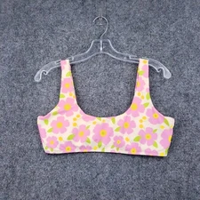 Romwe Swim Top Women L Large Pink Floral Bralette Tank Beach Swimwear Barbiecore