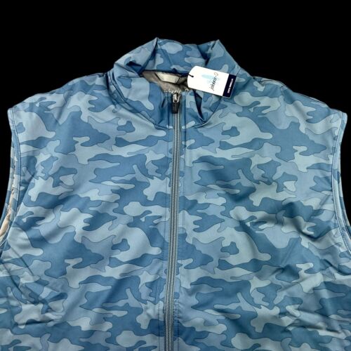 Johnnie-O Military Camo Lightweight Full Zip Puffer Vest Jacket XL Blue - Picture 2 of 12