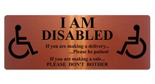 I AM DISABLED Metal Aluminium Front Door House Gate Wall Sign Plaque 200x75mm