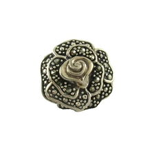.925 Sterling Silver Rose Slide Pendant Marcasite Accents Flower Ross Simons