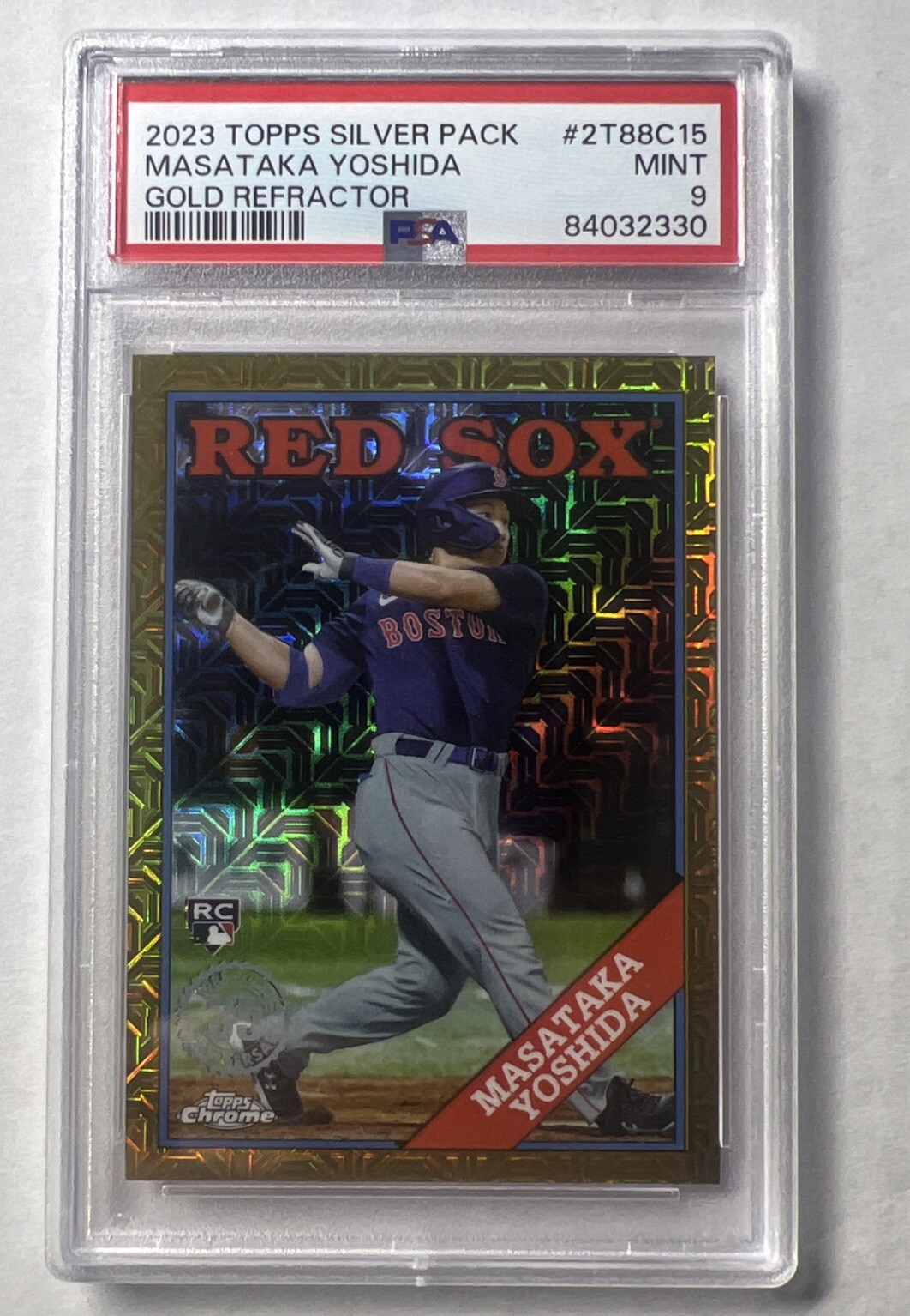 2023 Topps 1988 Silver Pack Masataka Yoshida Gold Refractor 16/50 Red Sox PSA 9