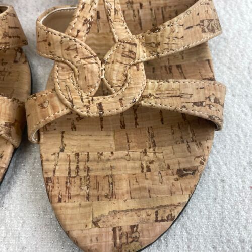 Vaneli Natural Cork Wedge Strappy Casual Sandals Beige 8.5 M Sling Back - Picture 3 of 12