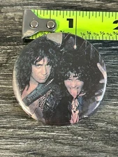KISS BUTTON Pin Badge Animalize Gene Simmons Eric Carr Round 1 3/4" Vintage Kiss