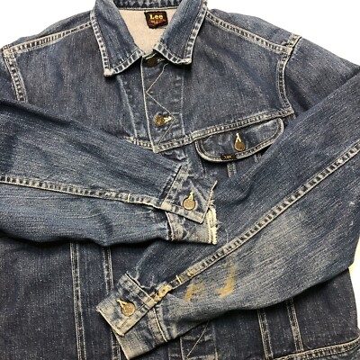 VINTAGE 1950s LEE 101J SANFORIZED RED TAG DARK DENIM