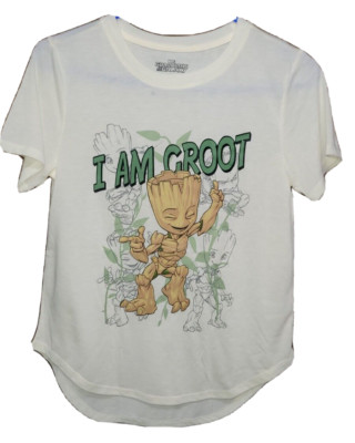 Marvel~ NEW Junior's Printed Tee Guardians of the Galaxy size M~Ivory~I AM Groot