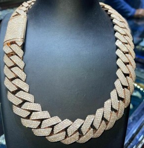 Authentic Men's 30mm x 22" Long Miami Cuban $ Row Necklace Chain Silver Yellow Gold Plated