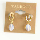 Talbots Minimalist Opal Drop Huggie Hoop Earrings Chic Women Everyday Jewelry