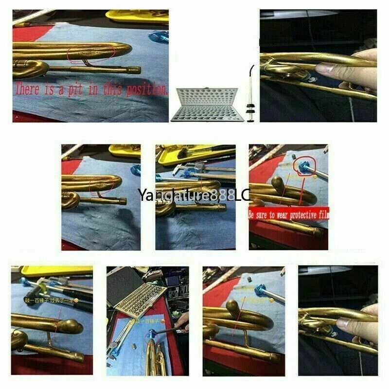 Kit de herramientas de reparación de abolladuras de trompeta piezas -15 bolas de huevo 3 tapas con estuche rígido 2023 NUEVO Foto 3 de 4