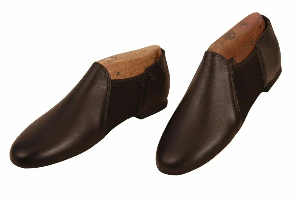 JAZZ DANCE SHOES SLIP ON Black Leather split Irish ballet leotard sole UNISEX 03 - Image 2 of 4