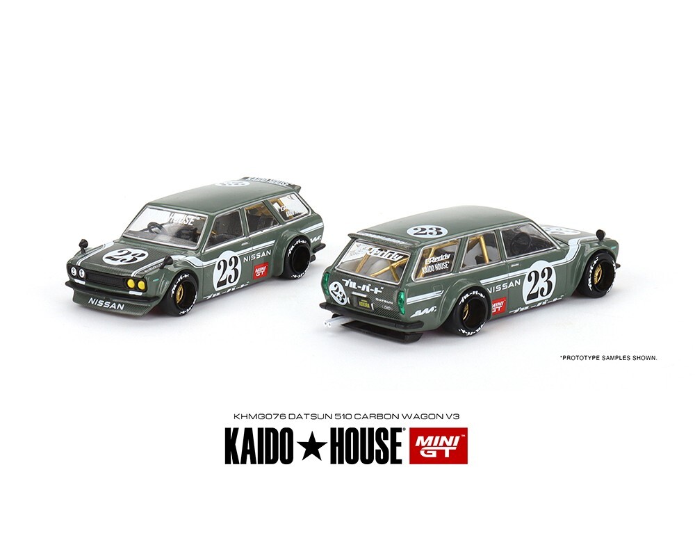 Kaido House MINI GT Datsun 510 Wagon CARBON FIBER V3 Green Factory Sealed