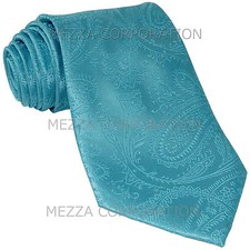New Vesuvio Napoli polyester Men's necktie paisley wedding formal Turquoise blue