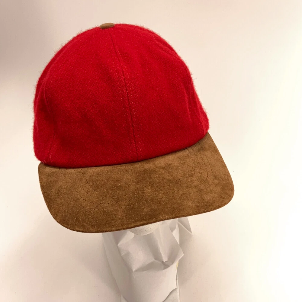 Vintage Whole Earth Made USA Red Felt Fleece Leather Brim Baseball Cap