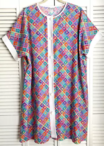 Patricia Leigh 3X Floral Kaftan Lounge Dress Size Vibrant Mumu Vintage NEW NWOT