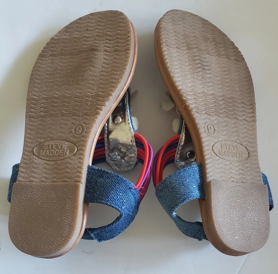 Steve Madden Girls Toddler Size 9 Sandals Shoes Pink Blue Silver New - Image 3 of 4