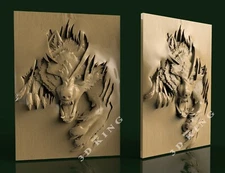 3D STL Model ANGRY WOLF for CNC Router Aspire Artcam 3D Printer Carving Engraver