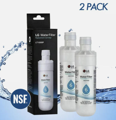 2 pack genuine LG Electronics Refrigerator Water Filter LT1000 ADQ74793504 NSF
