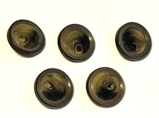 Lot of 5 Vintage? Round Beige & Brown Swirl 7/8" Plastic Shank Buttons
