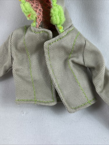 Barbie Doll Beige Jacket With Green Accents Mesh Inside Hood - Picture 2 of 5