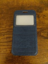 Sony Xperia Z5 Compact Case, Wood Grain Leather Magnetic Flip + Window, Blue