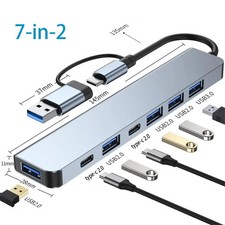 Color: Silver - USB C HUB Type C Splitter Thunderbolt 3 Docking Station Laptop A