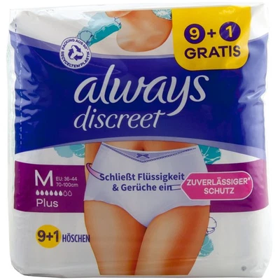 always discreet Höschen Größe M+ 1 x 10 Stück Blasenschwäche Inkontinenz Pants
