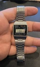 Seiko Digital Watch Men 34mm LCD Steel Chronograph M929-4000 Works See Descr C78