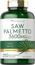 Saw Palmetto Extract  3600mg  250 Capsules  Non-GMO. Gluten Free  by Carlyle